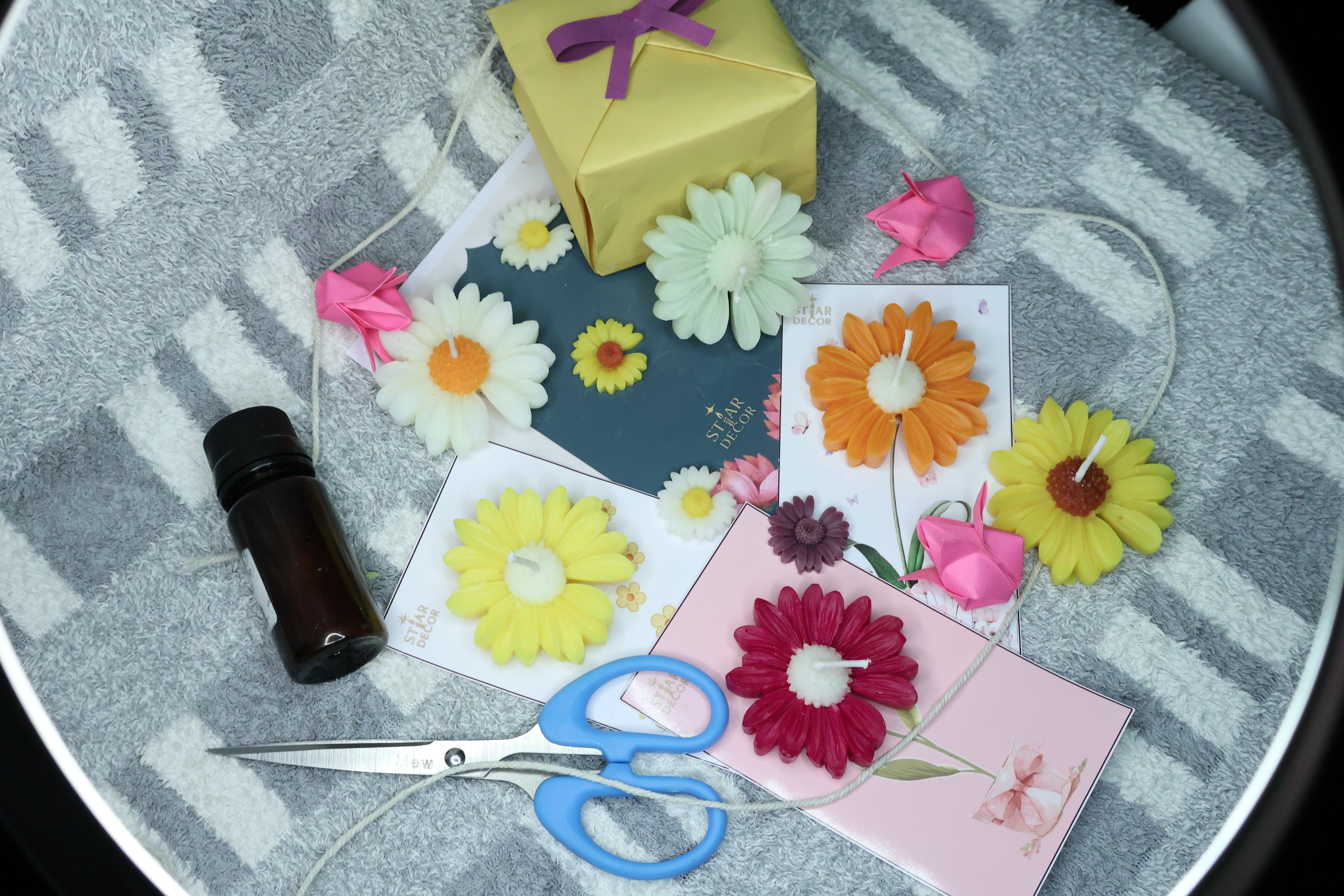 Daisy Bloom Candle Gift Set (Set of 4) – With Background Card