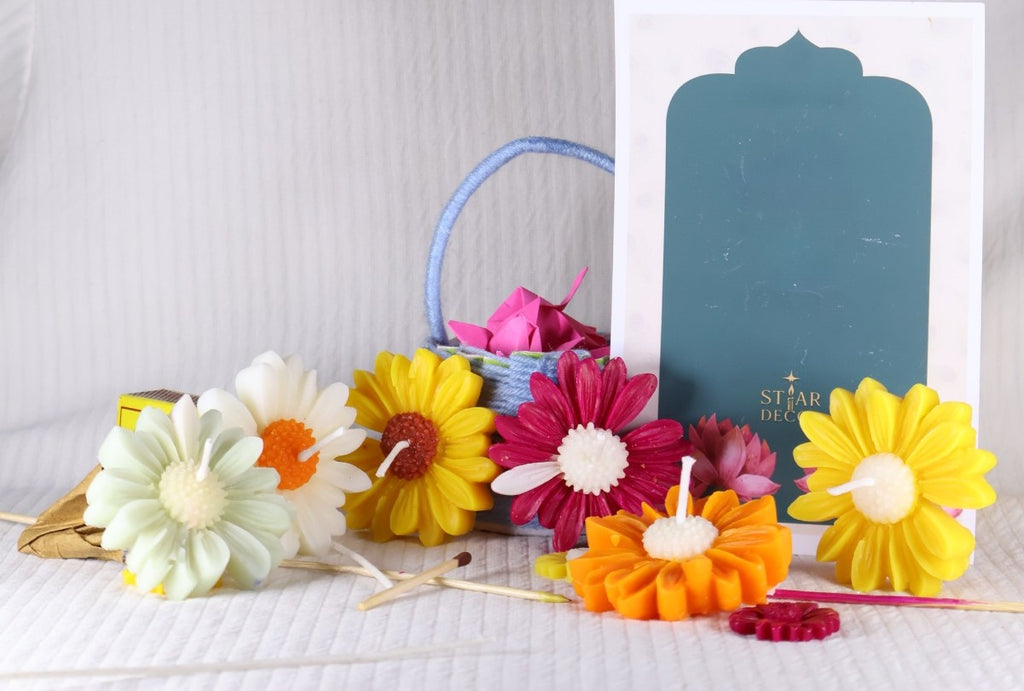 Set of 5 Daisy Flower Candle
