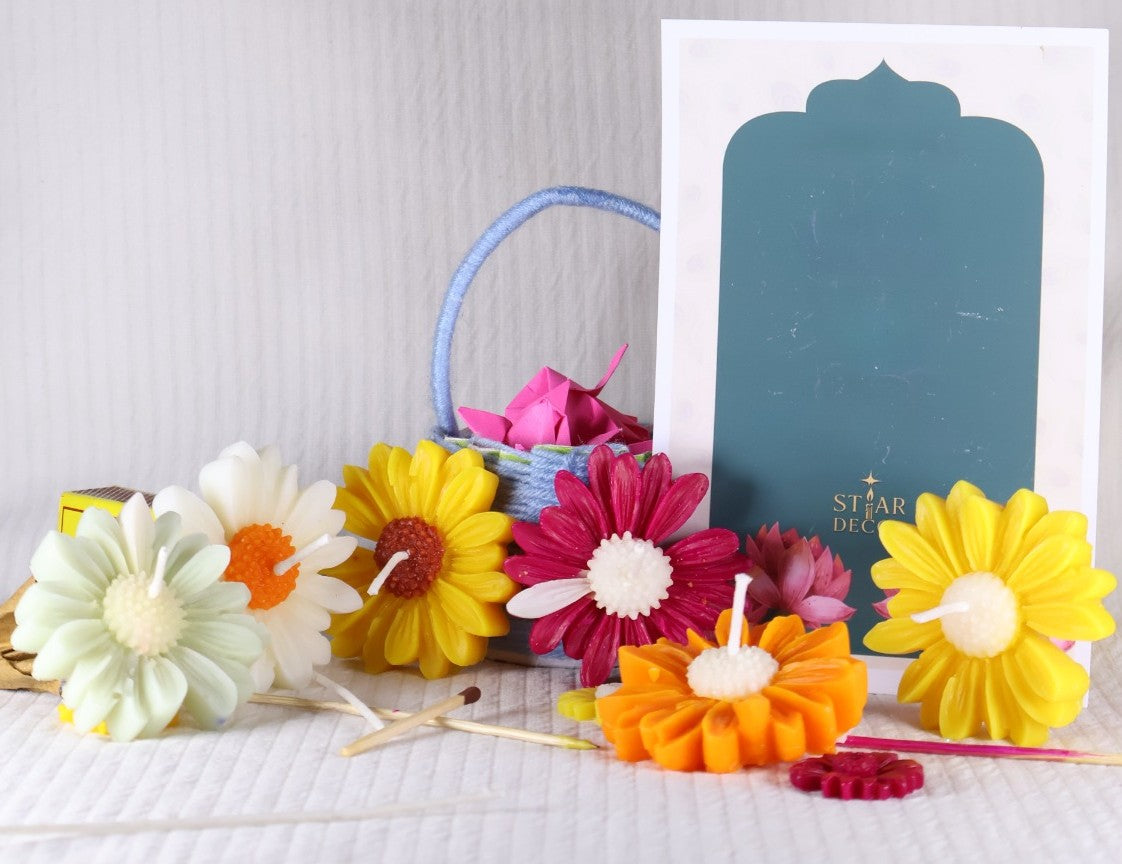 Set of 5 Daisy Flower Candle